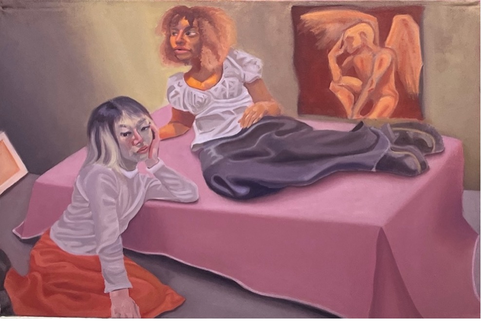 Ange gardien, 2023, Huile sur toile, 36 x 48 in.